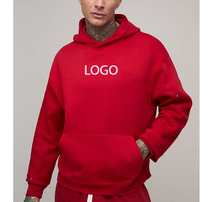 Sudadera con Capucha Roja para Hombre, Estilo Británico, de Alta Calidad, con Estampado de Lujo, Estilo Urbano, de Felpa Francesa, Corte Holgado - Product Image 1