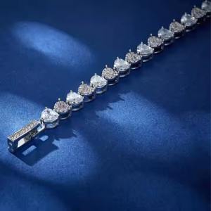 Dainty 925 Silver Tennis <b>Bracelet</b> for <b>Girls</b> Heart Cut Lab Grown Moissanite Elegant Heart Cut Diamond <b>Bracelet</b> - Product Image 4