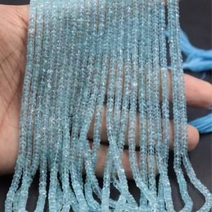 Natural <b>Aquamarine</b> Faceted Rondelle Shape Beads 3-5mm for Jewelry Making - Product Image 1