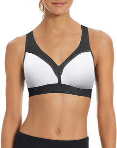 Soutien-gorge de sport pour femme en nylon, à maintien élevé, avec bretelles réglables et logo thermocollé, idéal pour le yoga - Product Image 1