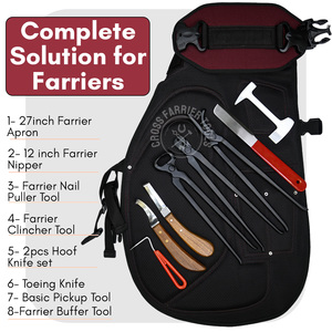 Outils de maréchal-ferrant personnalisés et ensemble de tablier de maréchal-ferrant en cuir pour le soin des chevaux, outil de toilettage pour chevaux, pince à coudre les sabots, tire-sabots, couteau à sabots - Product Image 2