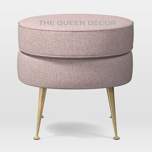 Taburete otomano cómodo de la tela del metal del acero inoxidable de los muebles elegantes modernos con las piernas del metal dorado - Product Image 1