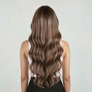 ผมต่อแบบ Remy ความยาว 8 นิ้ว สีน้ำตาลเข้มผสมสีบลอนด์ธรรมชาติ แบบตรง  ทรงลอนไข่ สไตล์พม่า - Product Image 5