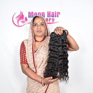 Extension de Cheveux Humains Indiens de Grande Qualité Faisceaux Vierges Alignés sur les Cuticules Vendeur Bouclés Fournisseur Remy de l'Inde Fabrique - Product Image 1
