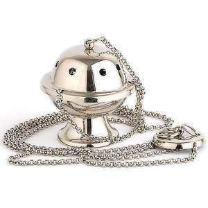 Thurible y barco de metal con juego de cadenas, suministros de Iglesia hechos a mano religiosos chapados en plata, artículo de uso decorativo - Product Image 4