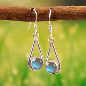 Pendientes de piedras preciosas de labradorita de diseño de moda, pendientes de plata de ley sólida 925 para mujeres y niñas, pendientes de tuerca, joyería de plata - Product Image 2