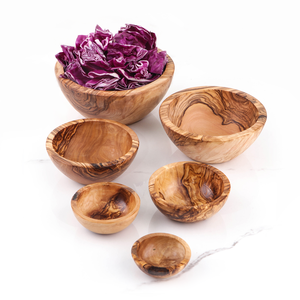 Tazones de Madera de Olivo Tunecino Ecológicos ArtisRaw de Alta Calidad - Embalaje de Cartón al por Mayor, 6 Tamaños para Servir Ensaladas y Frutas en Casa - Product Image 6