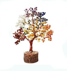 Gemstone Seven Chakra 300 Chips cuentas árbol con Base de madera Árbol hecho a mano genuino para la venta Comprar de Amayra crystals Exports - Product Image 6
