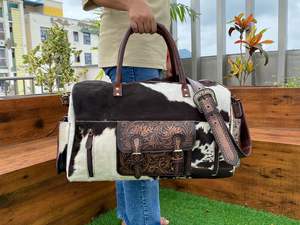 กระเป๋าดัฟเฟลใบใหญ่หนังวัวแท้, กระเป๋าหนังแท้สำหรับใส่สัมภาระข้ามคืนกระเป๋าเดินทางใช้ได้ทั้งชายและหญิง - Product Image 5