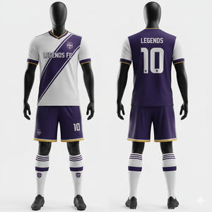 Conjuntos de uniformes de fútbol 100% Poliéster Corte automatizado Jugador de alta calidad Nombre Opciones de letras Cuello en V Transpirable Secado rápido Lo último - Product Image 1