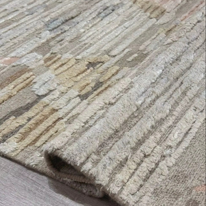 Entropy gris/noir classique gris/café clair noué à la main laine bambou soie tapis tapis tapis ensemble - Product Image 1