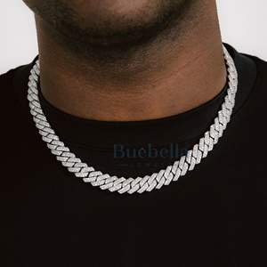 Factory Promotion Best Price 12mm Solid 925 Sterling Silver Gold Plating <b>VVS</b> Iced Moissanite Cuban Link <b>Chain</b> Hip Hop Jewelry - Product Image 2