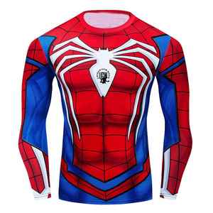 เสื้อรัดกล้ามเนื้อสำหรับออกกำลังกายผู้ชาย - ระบายอากาศได้ดี แห้งเร็ว เป็นมิตรกับสิ่งแวดล้อม แขนยาว พิมพ์ลายด้วยเทคนิคฮีททรานเฟอร์ ผลิตจากโพลีเอสเตอร์ผสมคอตตอน - Product Image 5