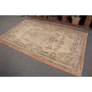 Alfombra de lana turca Vintage de 3,9x6,6 pies, diseño de retales verde Beige, técnica de tejido plano para decoraciones de sala de estar, látex de 4m - Product Image 3