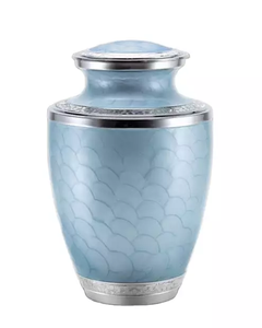 Urna de latón de alta calidad con esmalte azul impreso, urna funeraria de cenizas humanos de primera calidad, duradera - Product Image 1