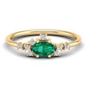 Anillos de Compromiso de Oro Sólido de 14K con Certificado REYES GRA, Joyería Fina con Moissanita, Corte Ovalado, Gema Esmeralda de 0.5 Quilates para Mujer - Product Image 6