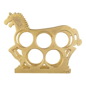 Porte-bouteilles de vin en aluminium plaqué or en forme de cheval Porte-bouteilles décoratif pour fête à la maison Porte-bouteilles à champagne élégant Présentoir de bar - Product Image 1
