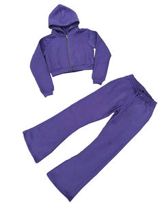 Ensemble de survêtement tendance pour femmes, style OEM, avec logo personnalisé, en molleton, pour l'entraînement, abordable - Product Image 2