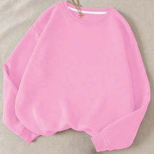 Casual Winter Streetwear Oversized Sweatshirt Light Pink Crewneck Pullover Unisex Heavyweight Fleece Drop Shoulder Loose Fit Top - Product Image 1