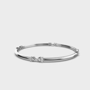 Bracelet jonc tendance pour femme en or blanc/jaune/rose 14 carats avec nœud infini et diamant rond taille brillant 0,36 ct, plaqué rhodium, OEM - Product Image 1
