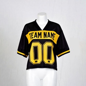 ผู้ผลิตเสื้อฟุตบอลอเมริกันวินเทจแบบสั่งทำพิเศษ เสื้อฟุตบอลตาข่ายถักทรงโอเวอร์ไซส์ คอวี ทรงครอป ทรงบ็อกซี่ สำหรับผู้ชาย - Product Image 1