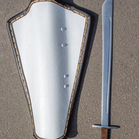 Calvin Handicraft Escudo de Madera Vintage Blanco de 22 Pulgadas, Listo para Batalla, Set Pa Vise, Regalo Personalizado para Reenactment