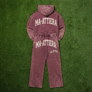 Conjunto de Sudadera Oversize Lavada Personalizada y Pantalones Anchos de Felpa para Mujer, Chándal de Algodón Estilo Urbano OEM ODM - Product Image 5