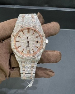 นาฬิกาเพชร VVS Moissanite สีโรสโกลด์เต็มรูปแบบการเคลื่อนไหวอัตโนมัติน้ำแข็งทั้งหมด41mm
