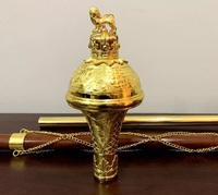 Drum Major Customized Ceremonial Mace with Stainless Steel Malacca Cane 54''/62'' Gold Plated Head Embossed Design Carrying Bag