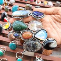 925 Sterling Silver Plaqué Multi Couleur Forme Baho Designer Lunette Réglage À La Main En Gros De Mode En Vrac Lot Fabrication