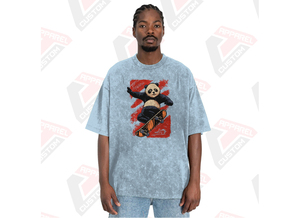 T-shirt élégant délavé à l'acide pour homme Design tendance confortable avec appliques écologiques pour l'été en velours côtelé batik denim - Product Image 2