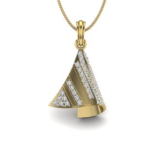 Pendentif en or jaune 14 carats de la plus haute qualité, élégant et unique en forme de triangle, avec diamant cultivé en laboratoire, pour femmes et filles - Product Image 1