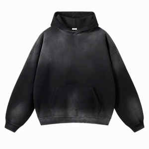 Sweat à capuche en détresse lavé à l'acide de haute qualité Streetwear pull surdimensionné 400/450gsm coton hommes sweats à capuche et sweat-shirts vierges - Product Image 1