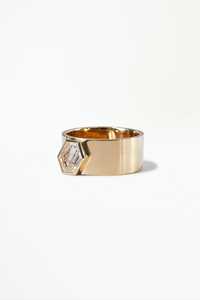 Venta al por mayor 14K oro amarillo Fairmined 1.32ctw hexágono corte brillante diamante blanco Natural boda joyería anillo diseño para ella - Product Image 2