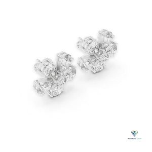 Bague florale pour femme en or blanc 18 carats avec diamant de laboratoire en forme de poire de 0,76 ct - Product Image 5