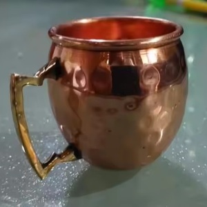 Copper Barrel <b>Mugs</b> <b>With</b> Brass <b>Handle</b> for Moscow Mule 99.9% Pure Copper Beer <b>Mug</b> Fancy Drink Ware Handmade High Quality - Product Image 1