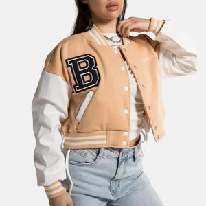 <b>Women</b> Crew Neck Varsity <b>Jacket</b> Customize <b>Embroider</b> Short Varsity <b>Jackets</b> Ladies Wool Button Down Varsity <b>Jacket</b> <b>Womens</b> - Product Image 2