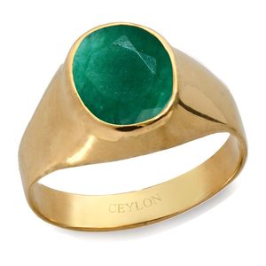 Certified Natural <b>Emerald</b> Panna Gemstone <b>Rings</b> <b>Emerald</b> Cut Diamond with Bezel Setting for Everyday Wear Buy Now! - Product Image 1