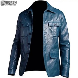 Blouson aviateur en cuir unisexe pour motards d'hiver, camouflage, logo avant - Product Image 4
