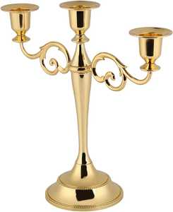 Centro de mesa de metal para decoración de bodas Candelabro de metal dorado con pantalla acrílica - Product Image 3