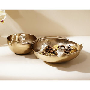 Acabado de metal plateado de primera calidad con acento floral dorado Cuenco para servir Diseño fabuloso Cuenco decorativo para servir frutas y alimentos - Product Image 5