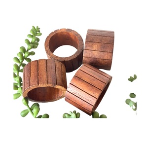 Rond de serviette bois naturel poli bois de manguier naturel acacia en bois bande de tissu cuisine serviette anneau cercle anneau de tissu - Product Image 3