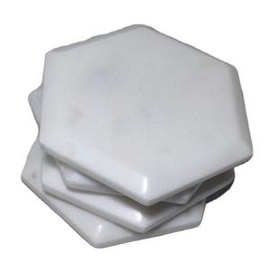 Vente chaude sous-verre en marbre pendaison de crémaillère décor de Table à la main forme hexagonale sous-verres en marbre blanc pour boissons tapis de Table et tampons - Product Image 1