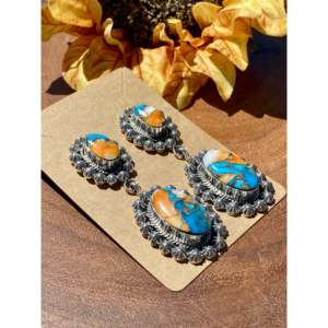 Navajo Made Mohave Turquoise <b>Sterling</b> <b>Silver</b> Drop <b>Dangle</b> <b>Earrings</b> - Product Image 3
