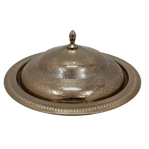 Vente en gros de plateau alimentaire en aluminium et en fer en vrac Tijen avec couvercle et ghundi finition en laiton de forme ronde fabriqué à la main en vrac - Product Image 3