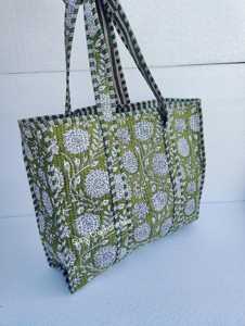 Bolso de Algodón con Estampado Floral para Mujer, Bolsa Acolchada Grande para Compras, para Picnic - Product Image 5