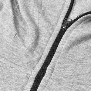 Gris chiné couleur Polyester/coton mélangé qualité supérieure fermeture éclair à manches longues hiver brodé hommes sweats à capuche Streetwear - Product Image 3