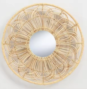 กระจกหวายติดผนังทรงกลมธรรมชาติกระจกแขวนผนังหวายตกแต่งบ้านจากเวียดนาม - Product Image 1