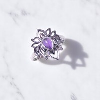 Cincin Perak Sterling 925 dengan Setting Bezel, Batu Permata Bentuk Pir, Ringan, Batu Bulan Pelangi dan Batu Pirus untuk Grosir