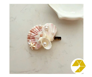 Handcrafted Seashell Hair <b>Clips</b> for Summer Style - Ocean Clam & Star Designs with Claw Details Ideal for Babies Bulk Savings Now - Product Image 4